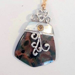 Sterling Silver Jasper & Citrine Pendant